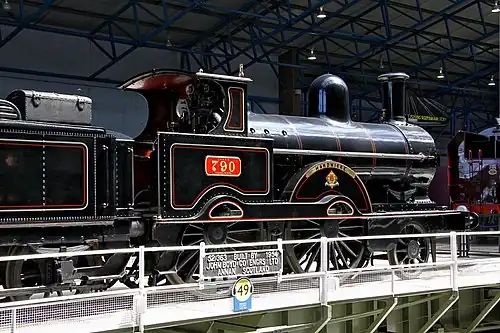 LNWR locomotive 790 Hardwicke on the National Railway Museum turntable in York, England