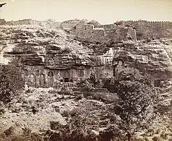 View of the caves below the fort in 1885