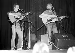 Allan Taylor and Paul Metsers (U.K. folk/acoustic performers), 1981: Taylor (left) with a Martin D-18, Metsers (right) with a Martin D-35S (12-fret/slotted head) model