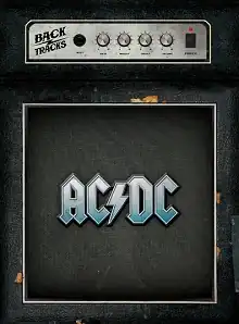 Black amp, with a square. Inside are the words "AC/DC".