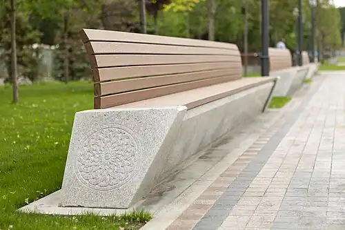 Benches installed within the park grounds