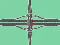 A contraflow left turn interchange