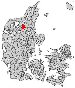 Aars Municipality's location in Denmark, 1970–2007.