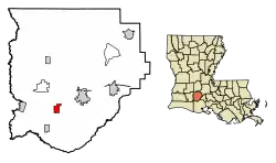 Location of Estherwood in Acadia Parish, Louisiana.