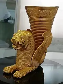 Achaemenid Lion Rhyton from Persepolis, kept at National Museum of Iran.