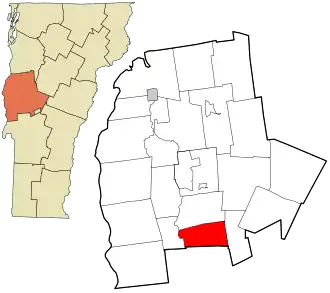 Location in Addison County and the state of Vermont.
