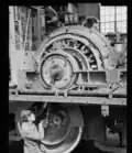 Ae 3/6II nr 10400 construction photo showing motor meshing with countershaft