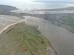 An aerial photo of the isthmus of Sutton which connects Howth Head and County Dublin