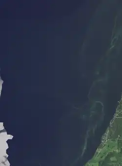 The far southwestern corner, including most of the Bayshore Blufflands State Natural Area and also showing the border with Sevastopol along the bottom.