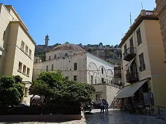 View of the mosque from Syntagma Square to the north.