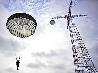 A parachute tower at the United States Army Airborne School in 2013