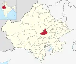 Location of Ajmer district in Rajasthan