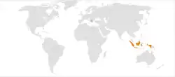 Map indicating locations of Albania and Indonesia