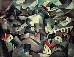 Albert Gleizes, 1911, Paysage (Landscape, Les Maison), oil on canvas, 71 x 91.5&nbsp;cm. Reproduced frontispiece catalogue Galeries Dalmau, Barcelona, 1912