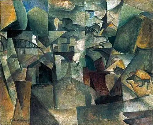 Albert Gleizes, 1912, Les ponts de Paris (Passy), The Bridges of Paris (Passy), oil on canvas, 60.5 x 73.2&nbsp;cm, Museum Moderner Kunst (mumok), Vienna. Published in Du "Cubisme", 1912