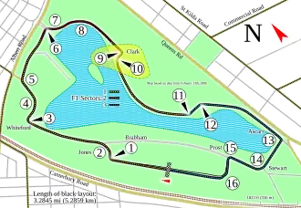 Layout of the Melbourne Grand Prix Circuit