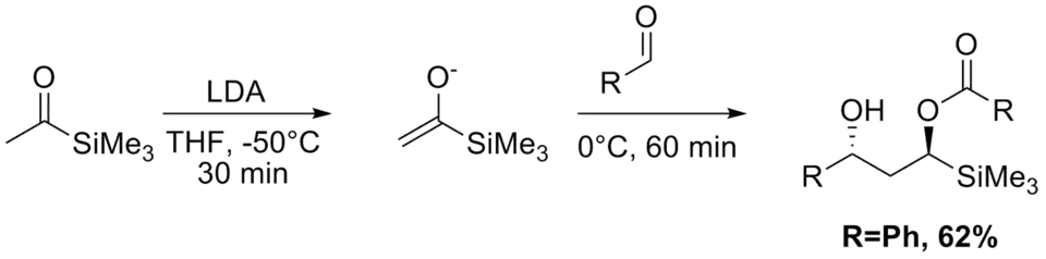 Aldol–Tishchenko reaction starting from acetyl trimethylsilane and acetaldehyde