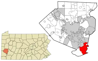 Location in Allegheny County and state of Pennsylvania