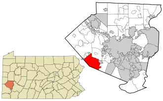 Location in Allegheny County and state of Pennsylvania