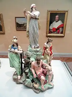 One of a pair of Allegorical Figure Groups of the Arts and Virtues