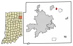 Location of Grabill in Allen County, Indiana.