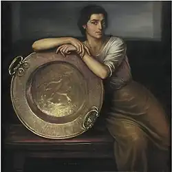Gran brasero andaluz, sostenido por la modelo Amparo, en el óleo sobre lienzo pintado por Julio Romero de Torres en 1920.