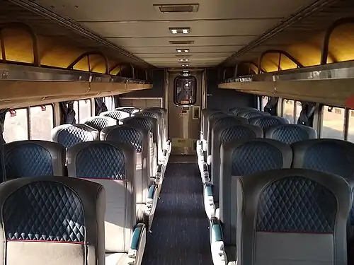 Rows of seats in a railcar