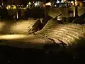 Ancient Roman theatre in Zaragoza, at night