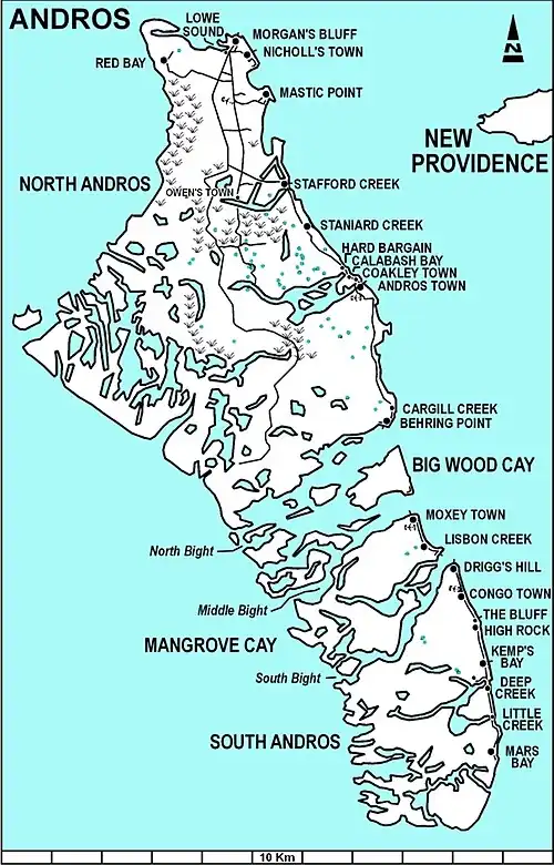Fresh Creek District was the central portion of Andros Island