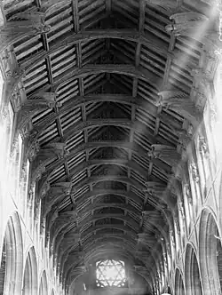 A false hammerbeam roof, Angel's roof, St Mary's Church, Bury St Edmunds, Suffolk