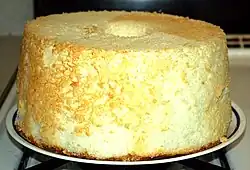 Angel food cake showing its texture