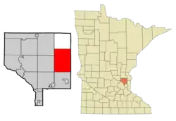 Location of the city of Columbus within Anoka County, Minnesota