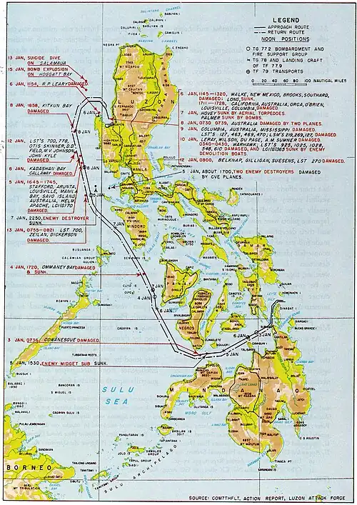 A map of the Philippines with arrows denoting the movement of forces