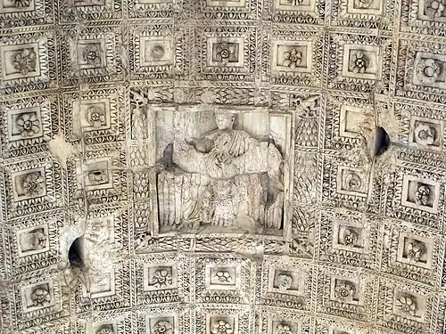 Roman egg-and-dart in the coffers on the ceiling in the Arch of Titus
