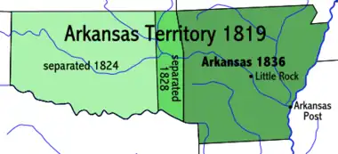 The Arkansas Territory's evolution of Arkansas and Indian Territory.