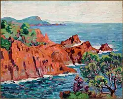 Les roches rouges à Agay, Armand Guillaumin (1912).