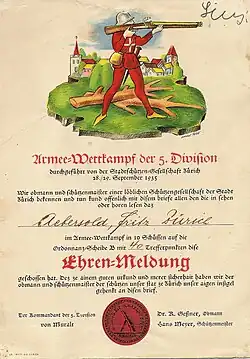 Voluntary shooting match of the Swiss Army, 1935