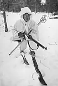 A Finnish soldier in a snow suit in the Winter War, 1939–1940