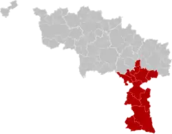 Location of the arrondissement in Hainaut