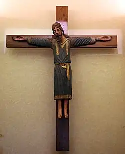 'Holy Face'; 904–1018; wood with polychromy; height: 2.9 m; Sansepolcro Cathedral (Sansepolcro, Italy)[136]