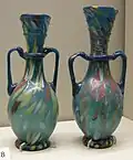 Two small glass amphora that date from Roman times