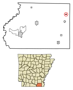 Location of Montrose in Ashley County, Arkansas.