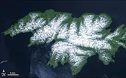 Attu Island with land area of 892.795&nbsp;km2 (344.710&nbsp;sq&nbsp;mi)