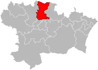 Situation of the canton of La Vallée de l'Orbiel in the department of Aude