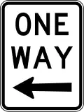The contemporary Australian one way sign is vertically oriented, but older signs similar to those used in North America are still common.