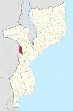 Báruè District on the map of Mozambique