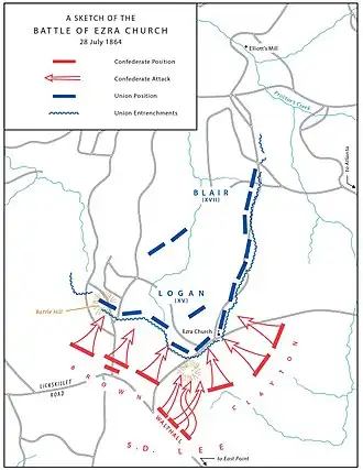 Maps 4-5: A sketch of the Battle of Ezra Church, July 28, 1864.