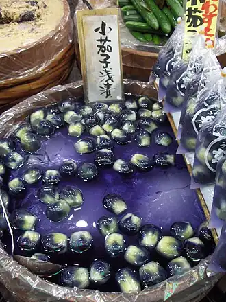 Japanese asazuke pickles with baby eggplants