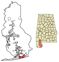 Location of Orange Beach in Baldwin County, Alabama.
