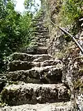 Narrow staircase leading up to the castle